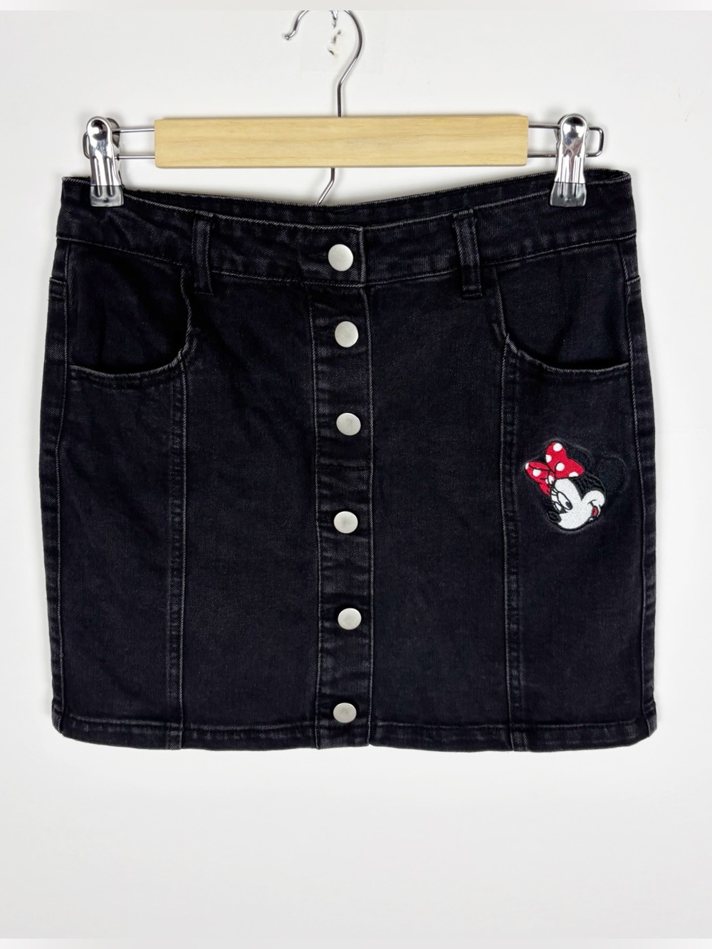 Disney Minnie Mouse Black Denim Button-Front Skirt Girls Size XL - Picture 6 of 6